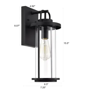 LANDRY Transitional 1 Light Textured Black Outdoor Wall Sconce 16" Height