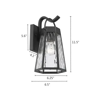 ALEXA Industrial 1 Light Textured Black Outdoor Wall Sconce 12" Tall