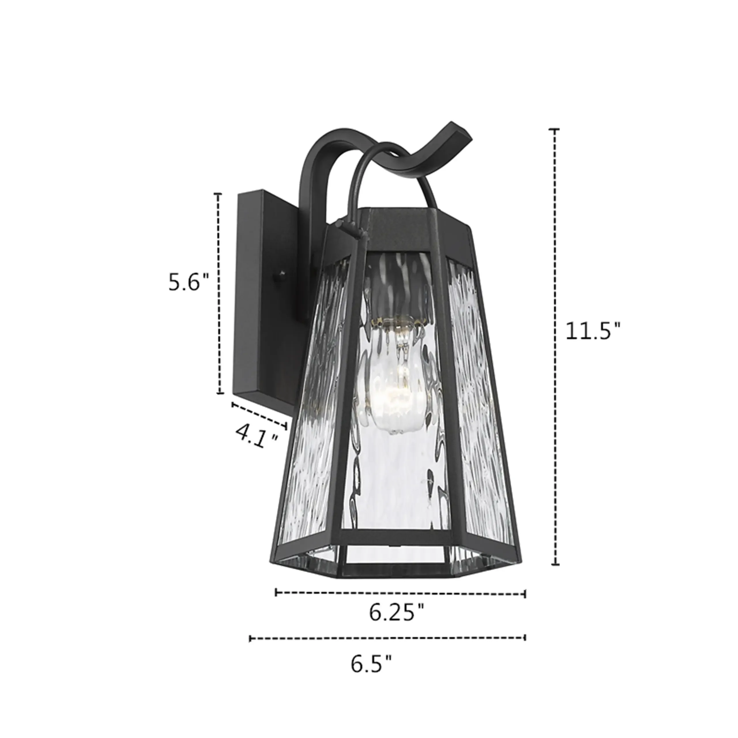 ALEXA Industrial 1 Light Textured Black Outdoor Wall Sconce 12" Tall