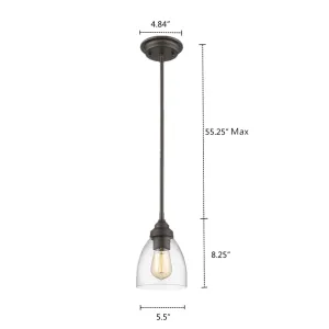 ELISSA Transitional 1 Light Rubbed Bronze Ceiling Mini Pendant 6" Wide