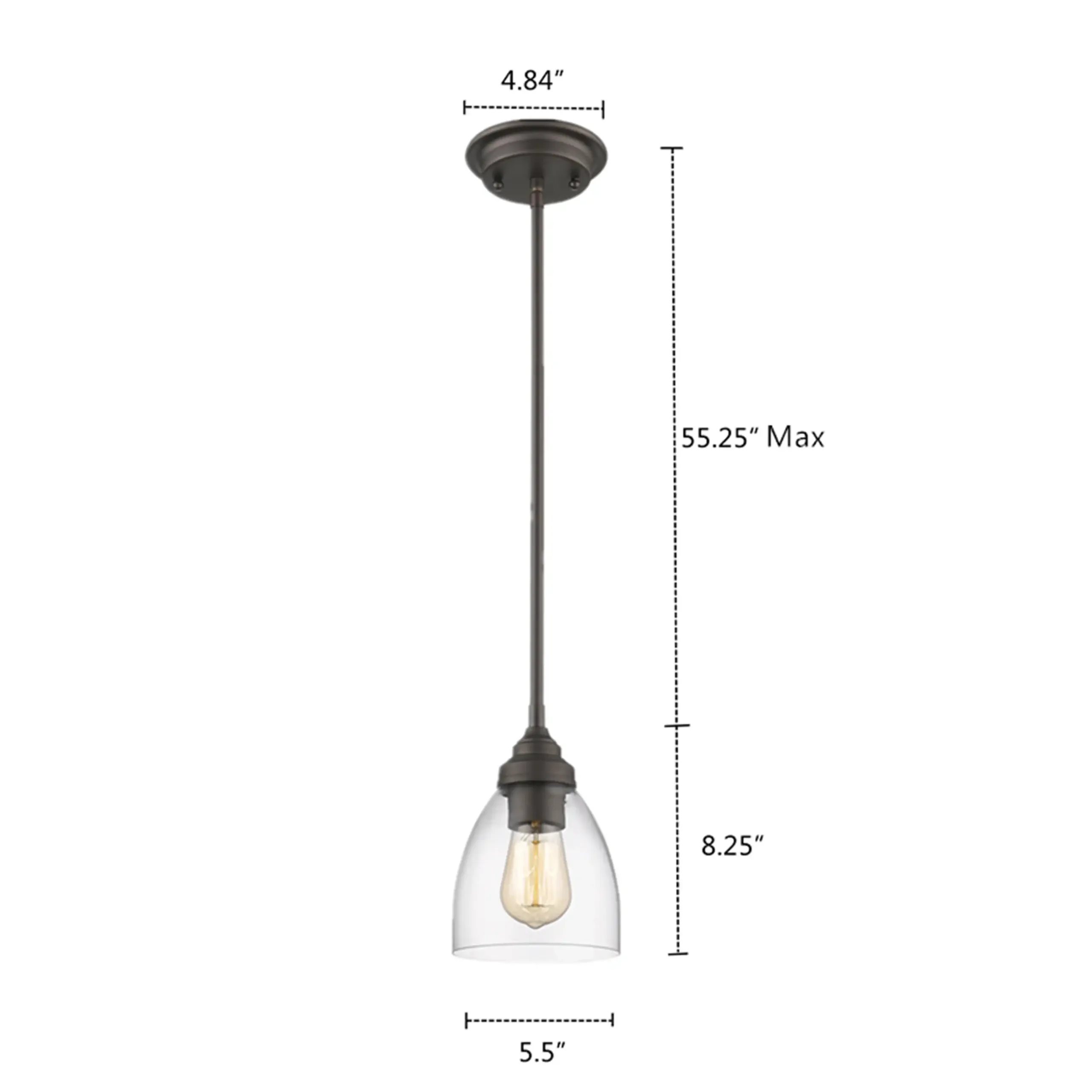ELISSA Transitional 1 Light Rubbed Bronze Ceiling Mini Pendant 6" Wide