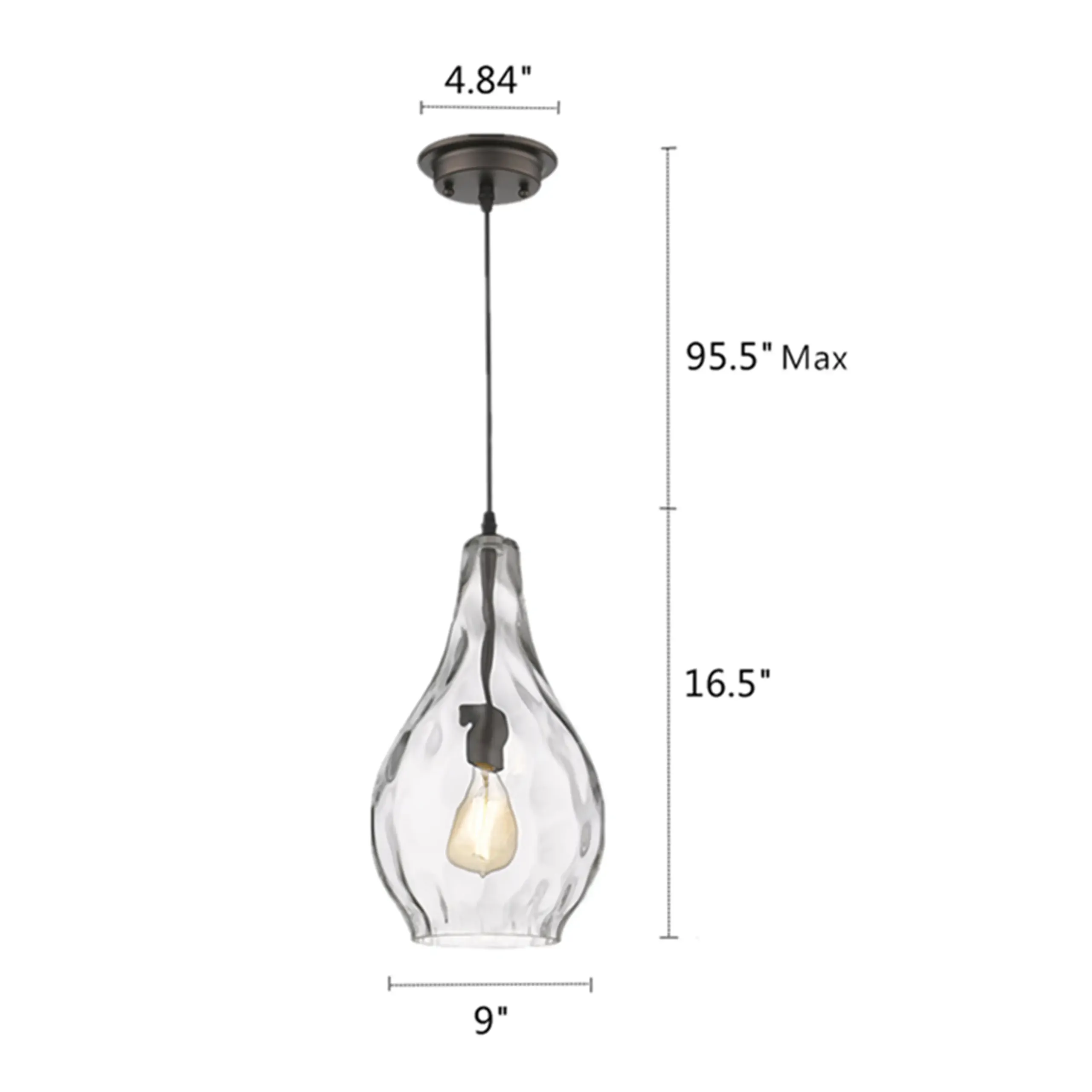 BROOKLYNN Transitional 1 Light Rubbed Bronze Ceiling Mini Pendant 9" Wide