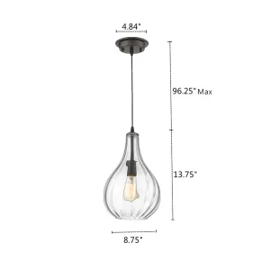 SAVANNAH Transitional 1 Light Rubbed Bronze Ceiling Mini Pendant 9" Wide