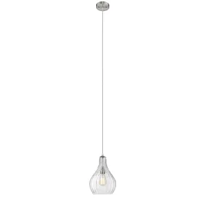 ARIEL Transitional 1 Light Brushed Nickel Mini Ceiling Pendant 9" Wide