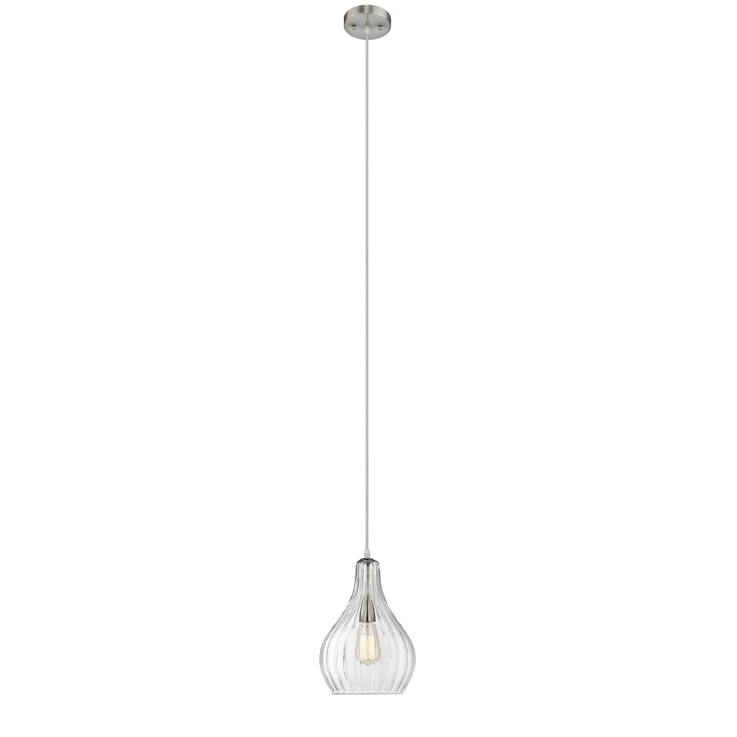 ARIEL Transitional 1 Light Brushed Nickel Mini Ceiling Pendant 9" Wide