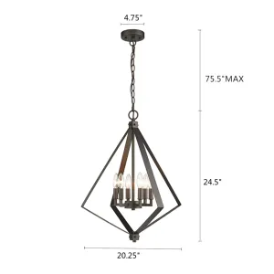 HUDSON Transitional 6 Light Rubbed Bronze Ceiling Pendant 20" Wide