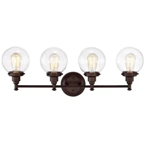 MILO Transitional 4 Light Oil Rubbed Bronze Bath Vanity Fixture 30" Wide