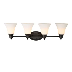 JANET Contemporary 4 Light Rubbed Bronze Bath Vanity Fixture 30" Width