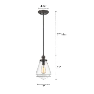 GABRIELLA Transitional 1 Light Rubbed Bronze Ceiling Mini Pendant 7" Wide