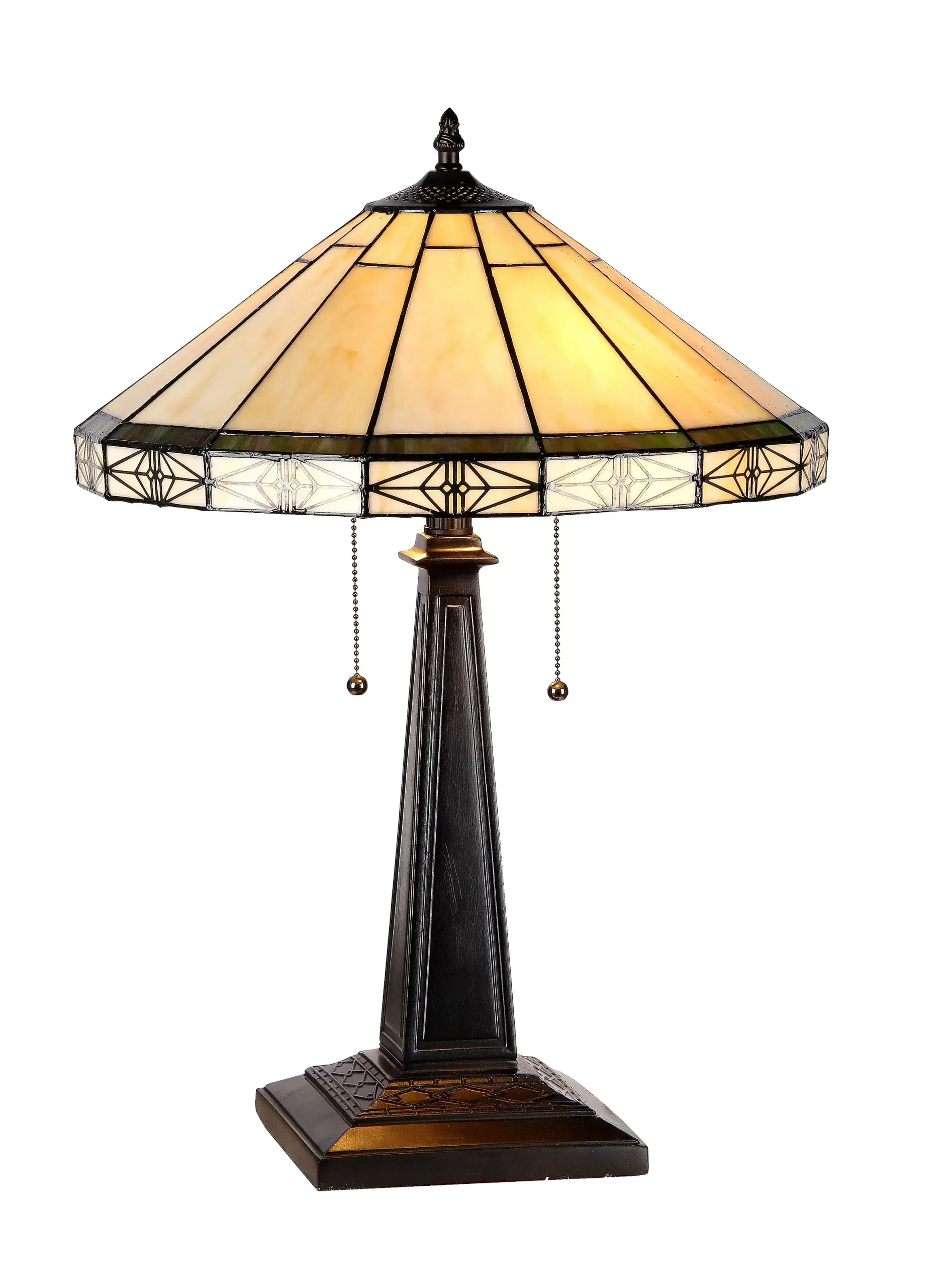 BELLE Tiffany-style 2 Light Mission Table Lamp 16" Shade