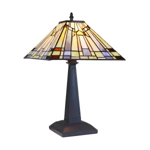 KINSEY Mission Tiffany-Style Blackish Bronze 1 Light Table Lamp 12" Wide
