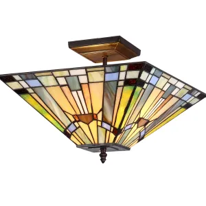 KINSEY 2 Light Mission Semi-flush Ceiling Fixture 14" Shade
