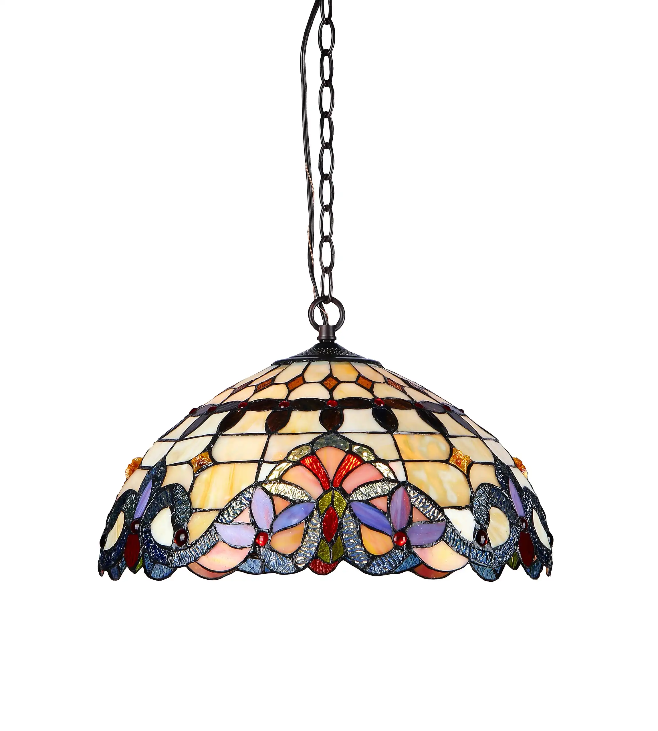 COOPER Tiffany-style 2 Light Victorian Ceiling Pendent Fixture 18" Shade