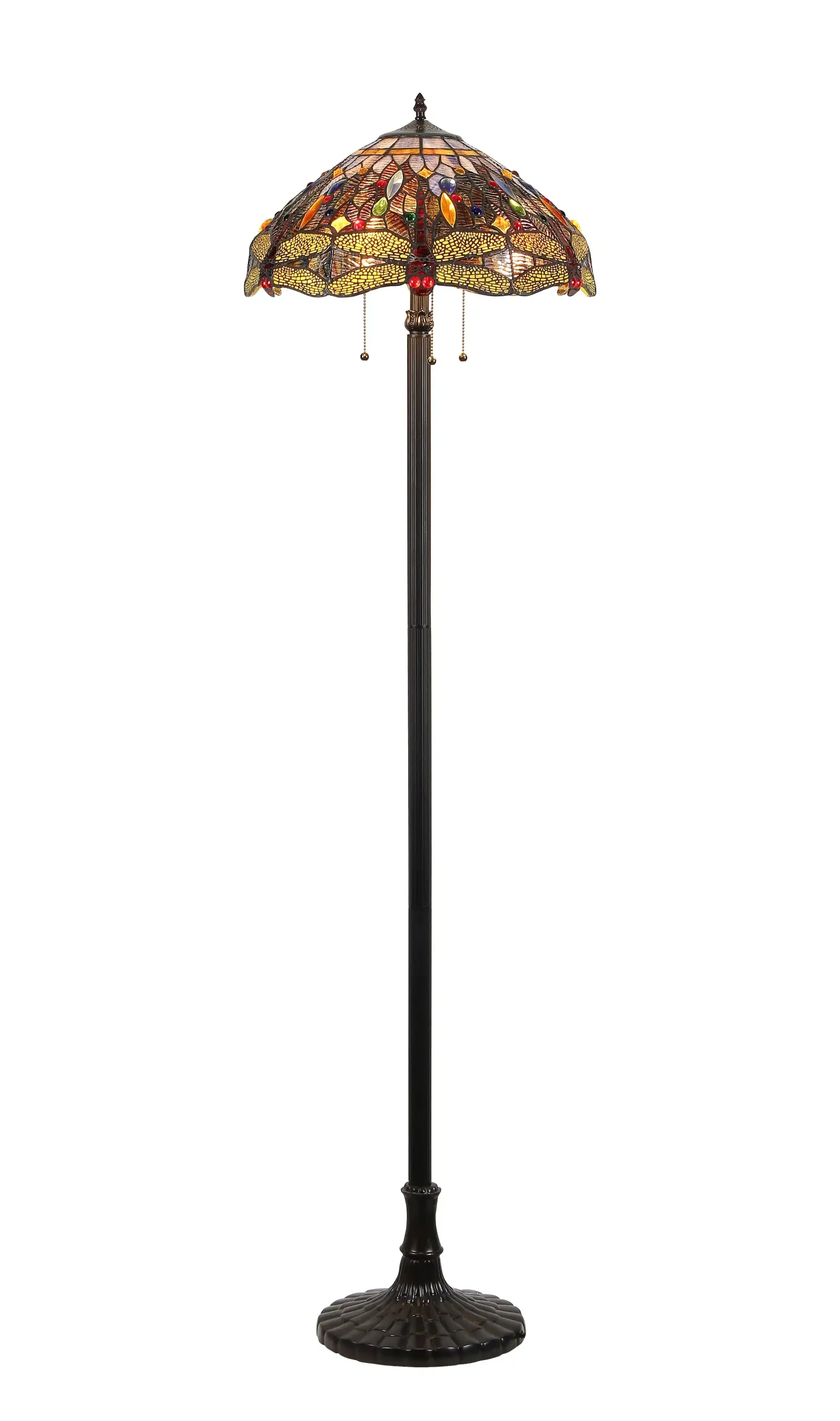 DRAGAN Tiffany-style 3 Light Dragonfly Floor Lamp 18" Shade
