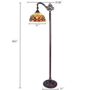 SERENITY Tiffany-style 1 Light Reading Floor Lamp 11" Wide