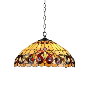 SERENITY Tiffany-style 2 Light Victorian Ceiling Pendent Fixture 18" Shade
