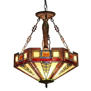 BAXTER Tiffany-style 3 Light Mission Inverted Ceiling Pendant Fixture 20" Shade