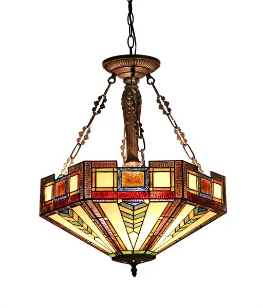BAXTER Tiffany-style 3 Light Mission Inverted Ceiling Pendant Fixture 20" Shade