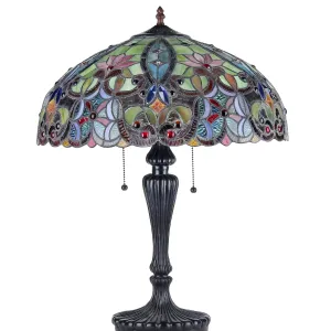 LIBBY Tiffany-style 2 Light Victorian Table Lamp 18" Shade