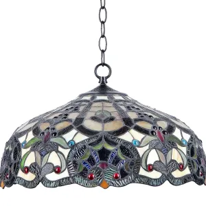 SADIE Tiffany-style 2 Light Victorian Ceiling Pendant Fixture 18" Shade