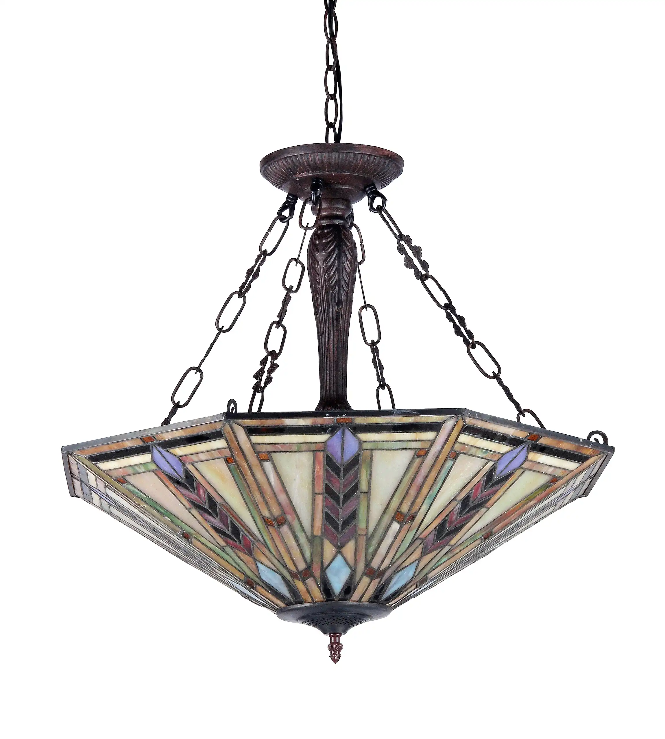 JAYDEN Tiffany-style 3 Light Mission Inverted Ceiling Pendant Fixture 25" Shade