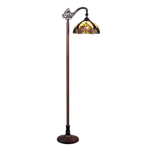 ADIA Tiffany-Style Dark Bronze 1-Light Victorian Reading Floor Lamp 11" Shade