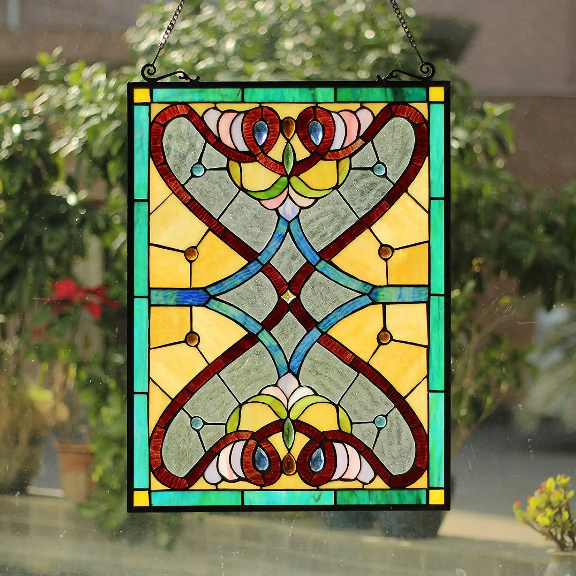 ANNA Tiffany-style Victorian Design Window Panel 18" x 25"