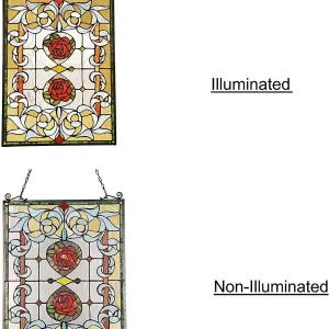 ZINNIA Floral Tiffany-glass Window Panel 24" Tall