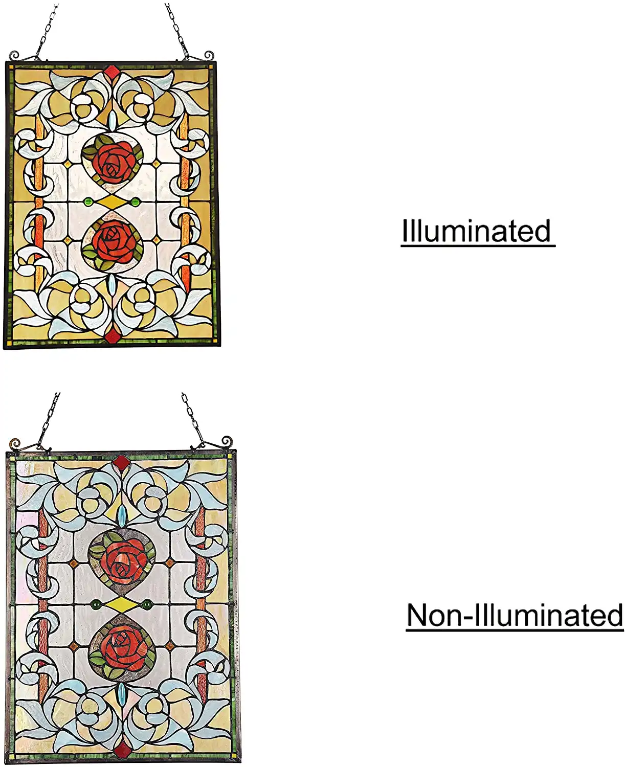 ZINNIA Floral Tiffany-glass Window Panel 24" Tall