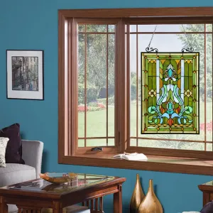 CARINA Tiffany-style Victorian Glass Window Panel 18x25.5