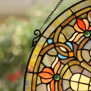 ROSABELLA Tiffany-glass Victorian Window Panel 23.5"