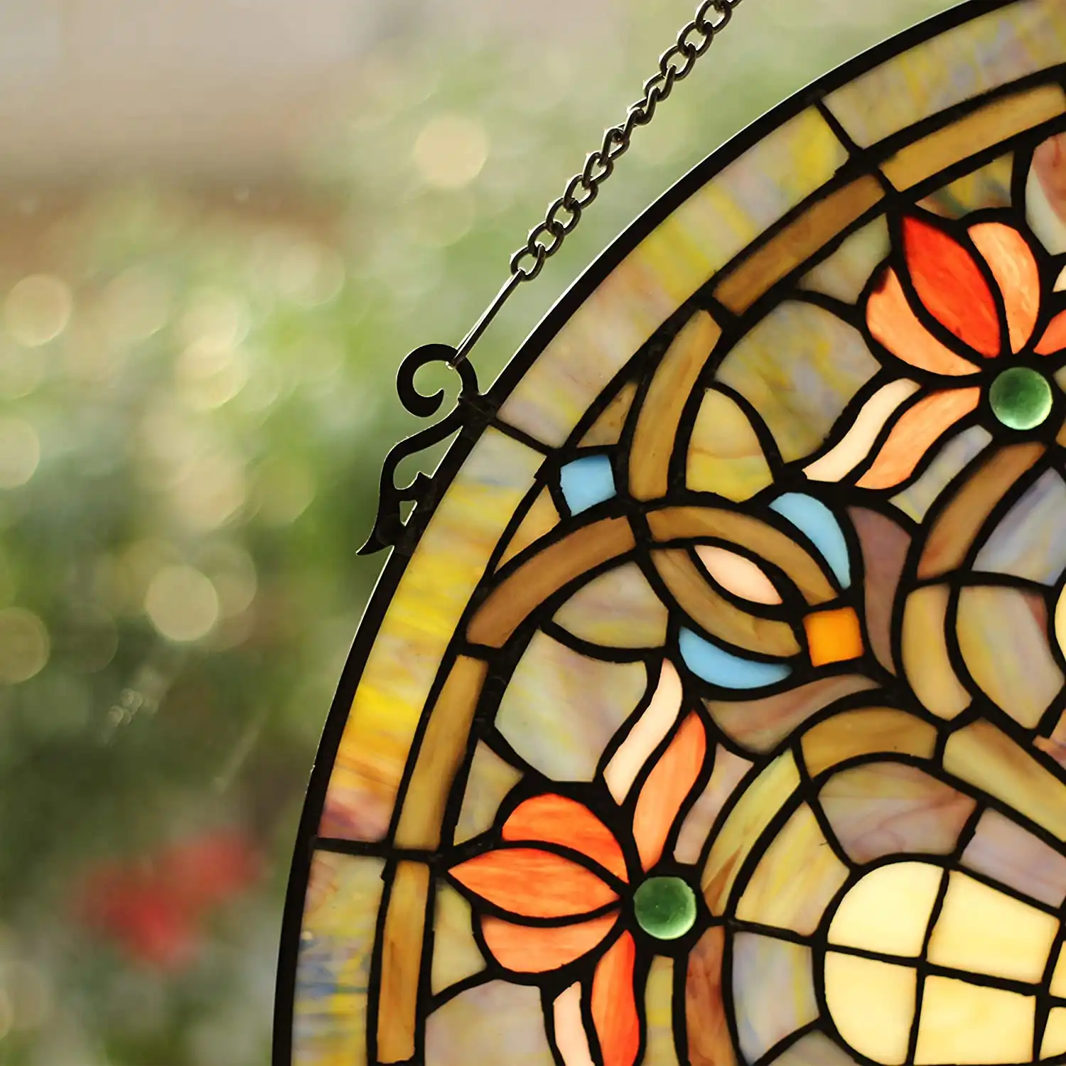 ROSABELLA Tiffany-glass Victorian Window Panel 23.5"