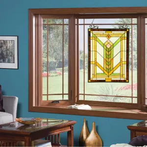 BARLEY Tiffany-glass Mission Window Panel 18x24