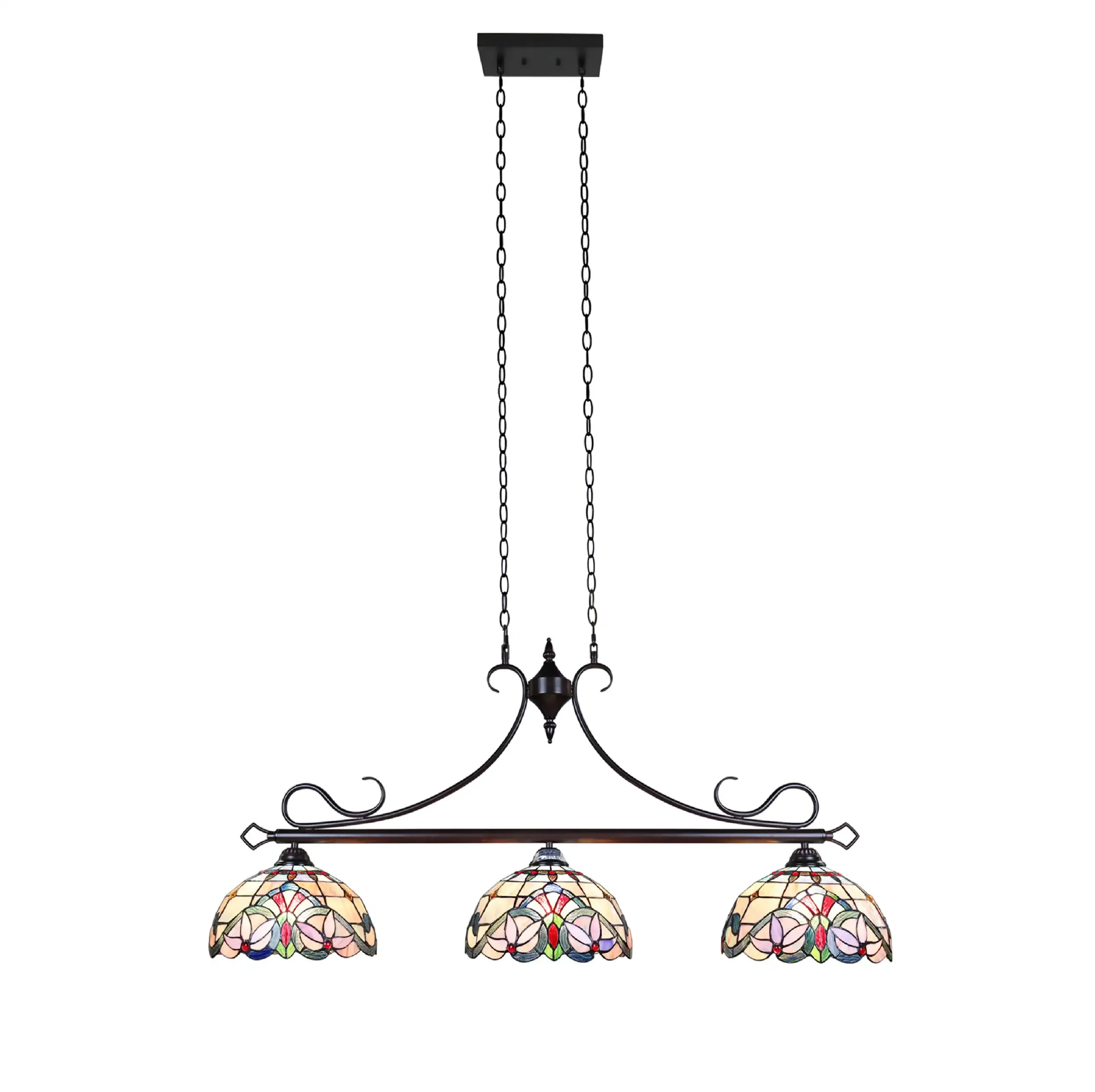 GRENVILLE Victorian-Style Dark Bronze 3 Light Island Pendant 47" Wide