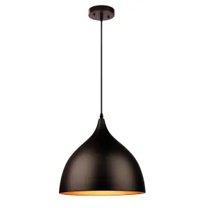 WALTER Industrial 1 Light Textured Black Mini Pendant Ceiling Fixture 14" Wide