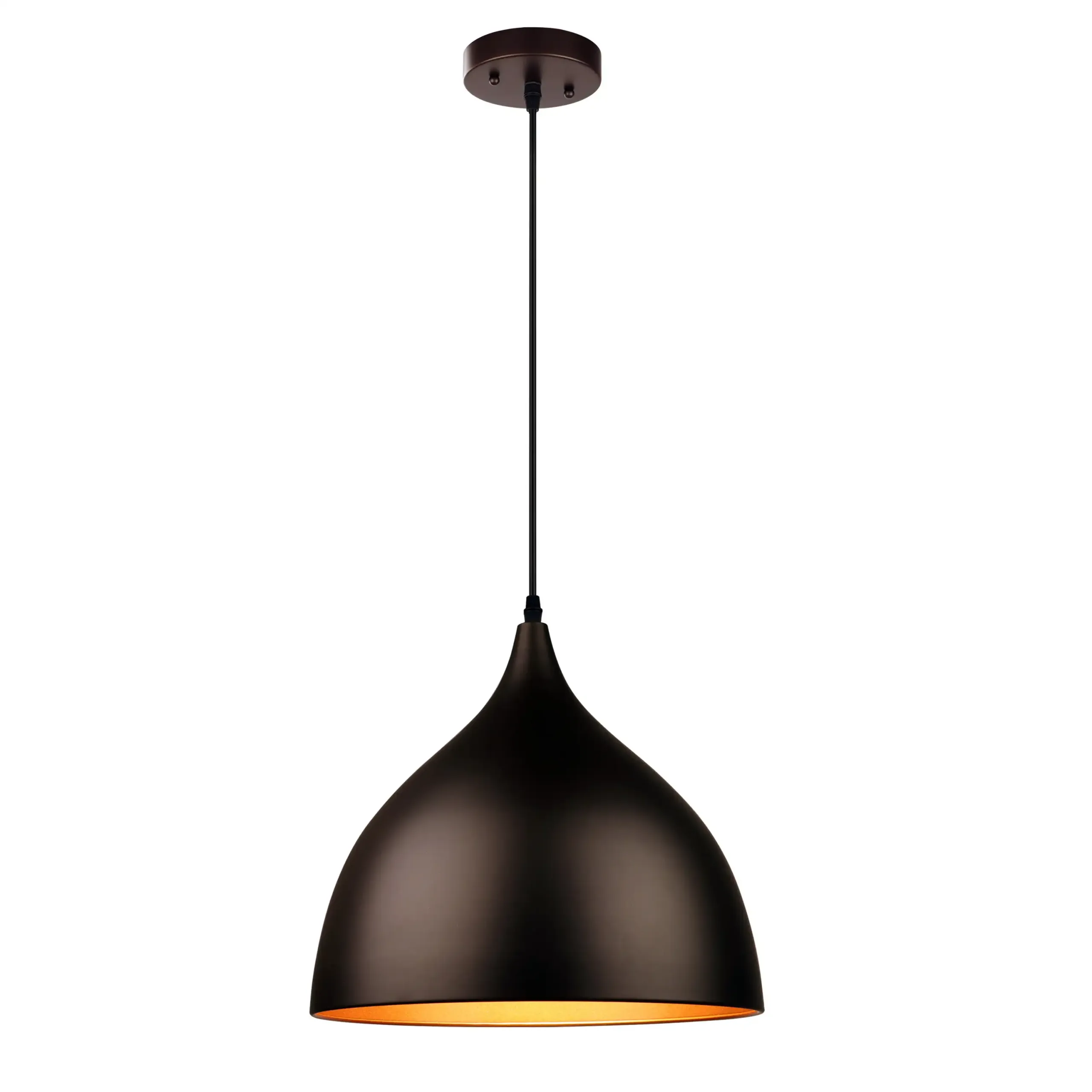 WALTER Industrial 1 Light Textured Black Mini Pendant Ceiling Fixture 14" Wide