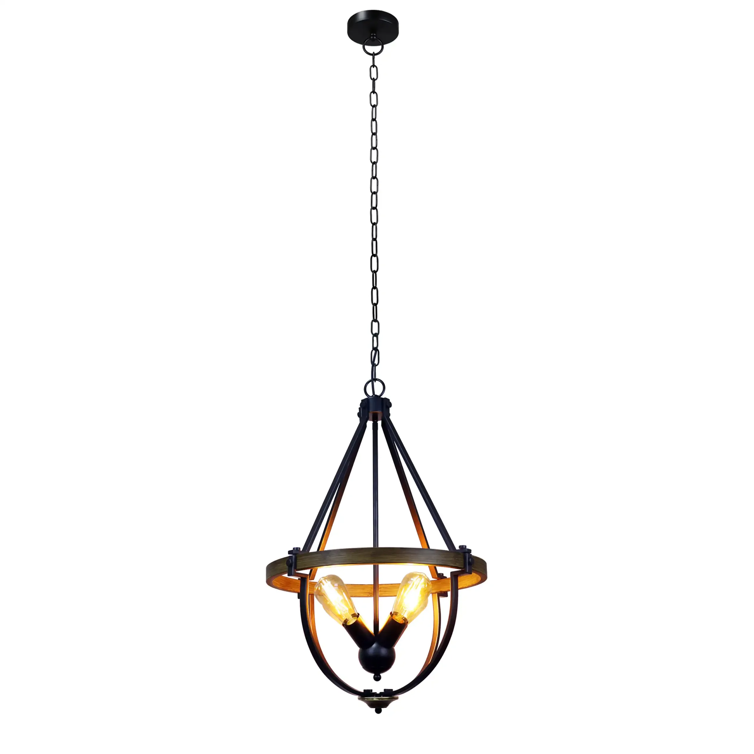 Farmhouse-Style Two-Toned 4 Light Pendant 20" Wide