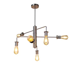 Transitional-Style Brushed Nickel 6 Light Large Pendant 23" Wide